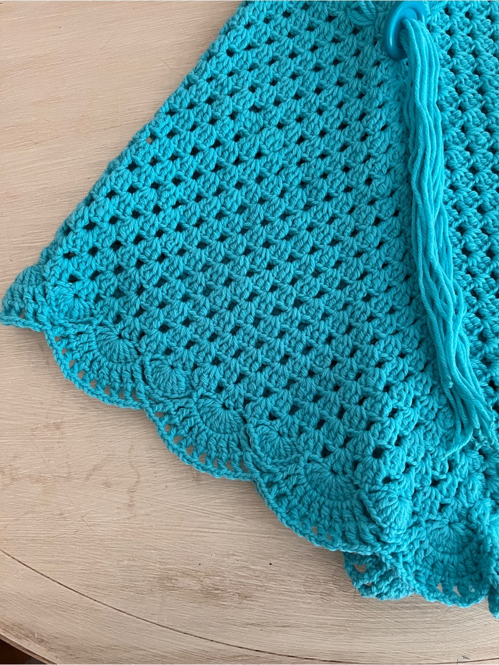 Handmade Teal Crochet Kids Poncho & Headband Set - Picture 3 of 9